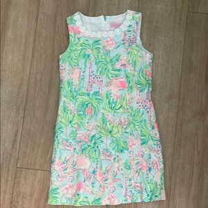 Lilly Pulitzer White and Green Sheath Dress Resort Wear
